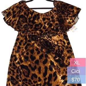 LuLaRoe Cici Dress Velvet Leopard Cheetah XL